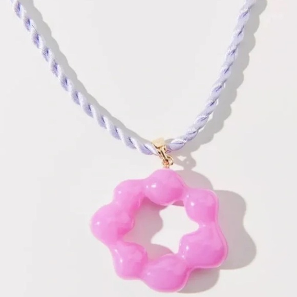 Urban Outfitters Kaia Abstract Pink Purple Circle Resin Cord Necklace - Picture 1 of 3